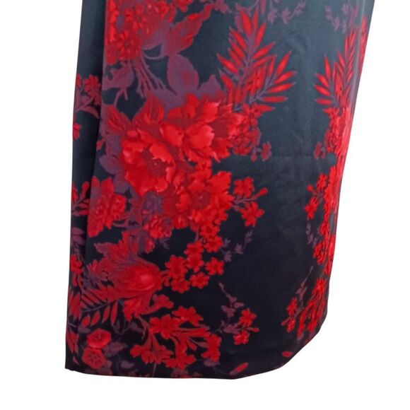 NWT Tahari XS Red Elegant Floral Sheath Dress Black Cocktail Sleeveless Stretch - Picture 4 of 10